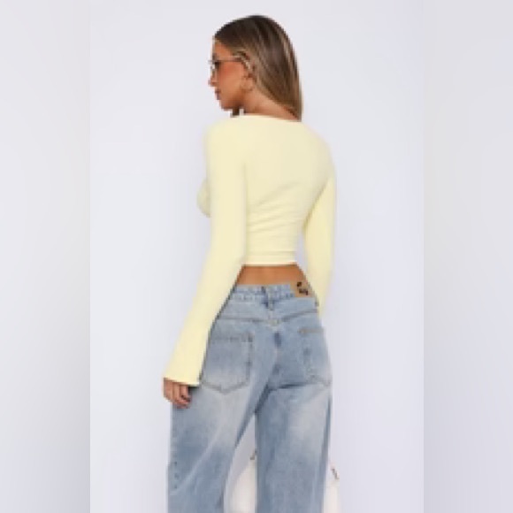 White Fox Boutique Going On Replay Long Sleeve Cardi Lemon Small - Picture 5 of 6